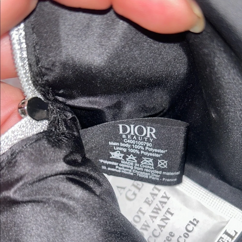 Dior Black velvet and Silver Cosmetic Bag Sleek Minimalist Design